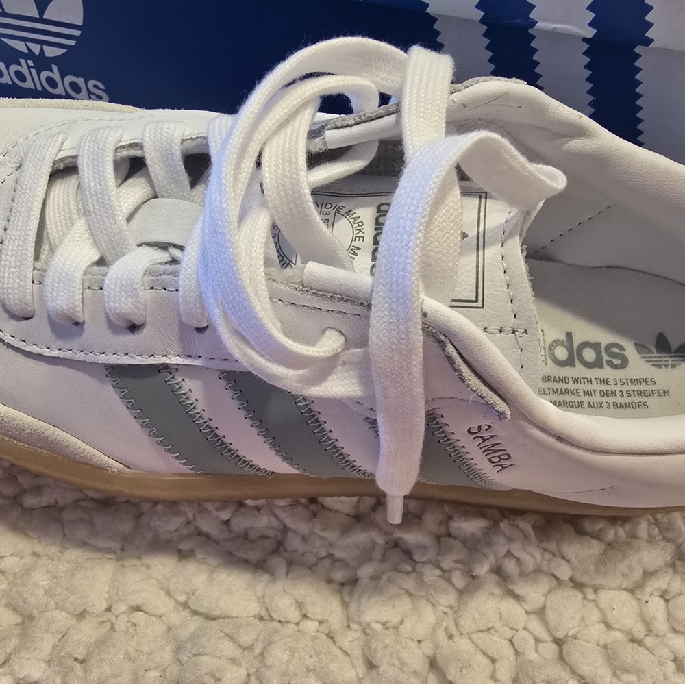 adidas Samba White and Green Athletic Shoes - Picture 3 of 6